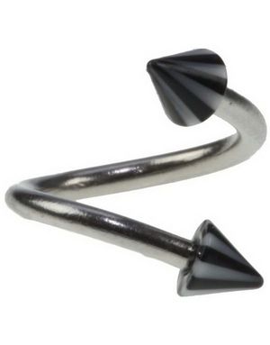 Curve Ögonbrynspiercing med Svarta och Vita Spikes - 1.2 x 8 mm