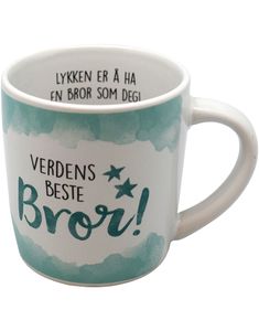 Världens Bästa Bror - Vit och Turkos Mugg med Text