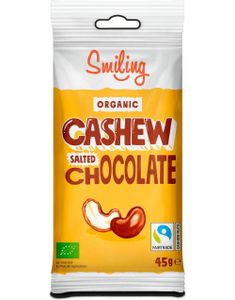 Leende Cashewnötter Med Salt Chokladöverdrag 45 Gram
