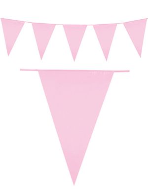10 Meter lång Banderoll med Ljusrosa Vimplar