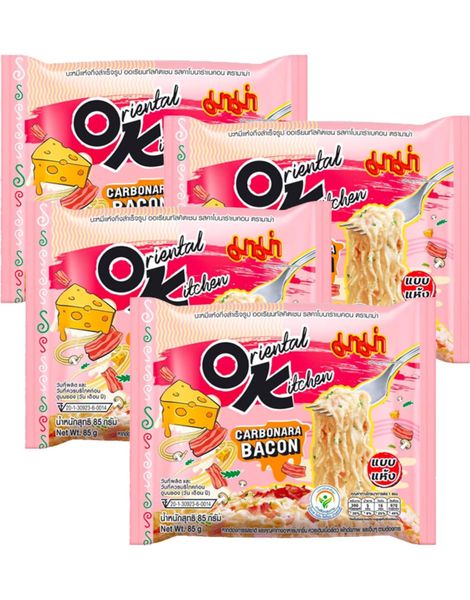 20 st MAMA Oriental Kitchen Instant Noodles Carbonara Bacon 85 g - Hela Låda (Thailand)