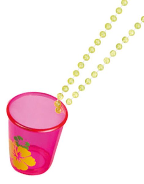 Rosa Shotglass med Hibiscus och Gul Pärlkedja