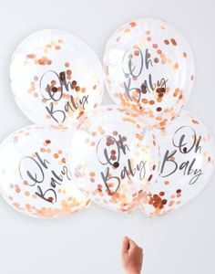 5 stk 30 cm - Gjennomsiktige Ballonger med Rose Gullfarget Konfetti - Twinkle Twinkle