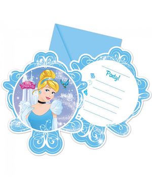 6 stk Inbjudningskort - Askungen - Disney Princess