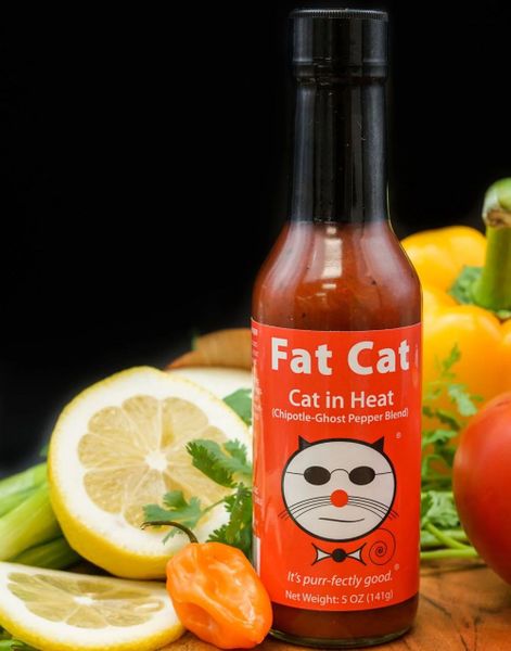Fat Cat - Cat in Heat - Kjempesterk Chilisaus med Chipotle og Ghost Pepper Chili 148 ml (USA)