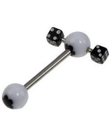 Stilig Tungpiercing med Blomma & Svarta Tärningar
