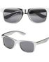 Silverfärgade Kostymglasögon i Wayfarer-Stil