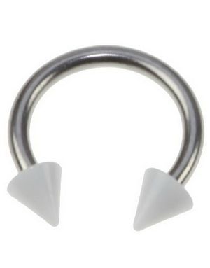 Rund Ögonbrynspiercing med Vita Spike Kulor - 1.2 x 8 mm