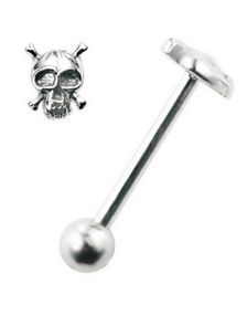 Tungpiercing med Dödskalle-kula