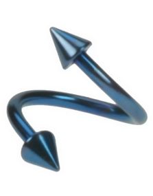 SpikeTwister - 1,2 x 8 mm Blå Ögonbrynspiercing