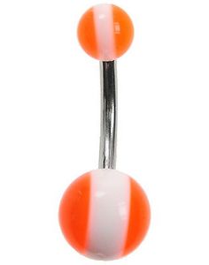 Orange Navelpiercing med Vit Rand