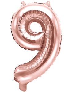 Talet 9 - Roséguldfärgad 35 cm Folieballong