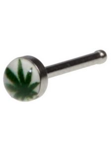 Rak Näspiercing med Weed Plante