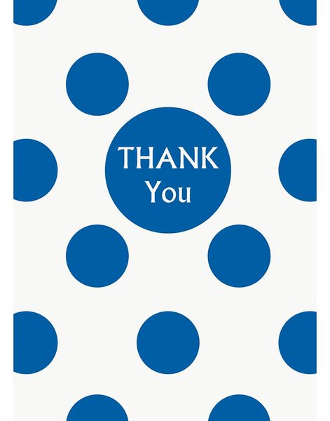 8 st Thank You Polka Dots Kort i Royalblått och Vitt