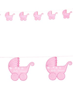 Rosa Babyshower Barnvagn Banner 275 cm