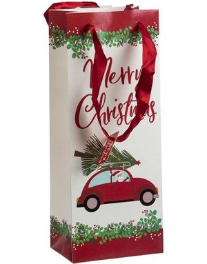 1 del. Vinpåse/Presentpåse med Driving Santa 28 cm