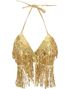 Paljettopp med Fringes i Guld - Onesize