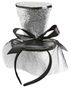 Glittrande Silver Mini Topp Hatt med Band och Slöja