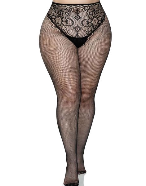 Fishnet Nettingsstrømpebukse Tights med Søm bak Plus Size