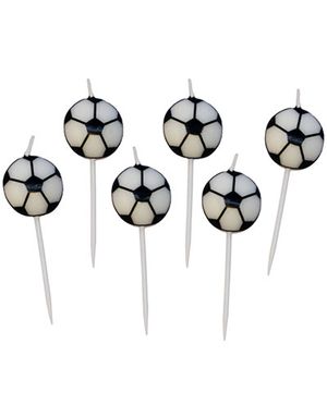6 stk Tårtljus med Fotbollsmotiv