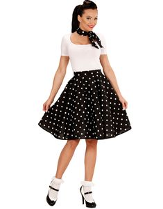 Svart 50-Tals Polka Dot Maskeradskjorta och Halsduk