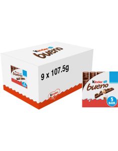 9 stk 5-Packs med Kinder Bueno Sjokolade - Hel Eske 0,96 kg