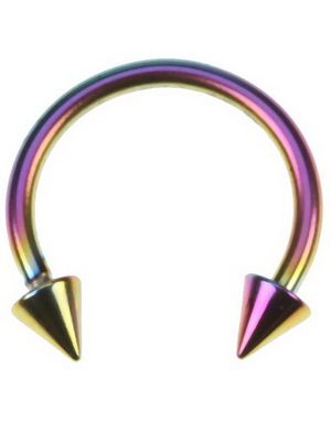 Rund Svart Ögonbrynspiercing med Spike Kulor - 1,6 x 10 mm