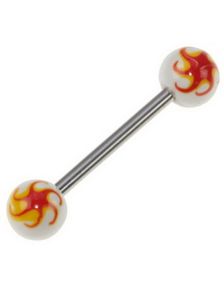 Red Flame - Handmålad Tungpiercing