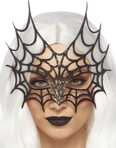 Svart Spindelväv Ögonmask med Glitter