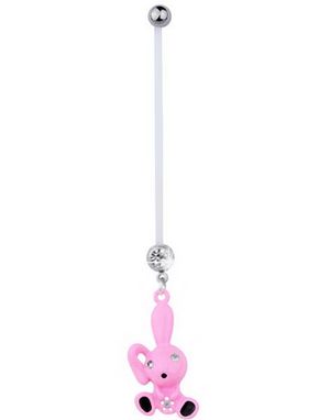 Navelpiercing För Gravida med Rosa Kanin & Sten
