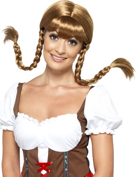 Bavarian Babe - Brun Peruk med Flätor