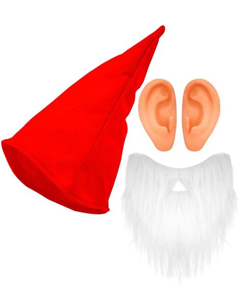 Rött Julealv Set - Hatt med Öron och Skägg