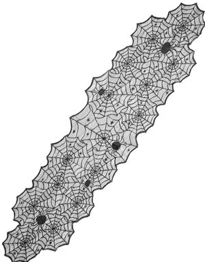 Svart Spindelvevbordløper med Edderkopper 185 cm x 45 cm