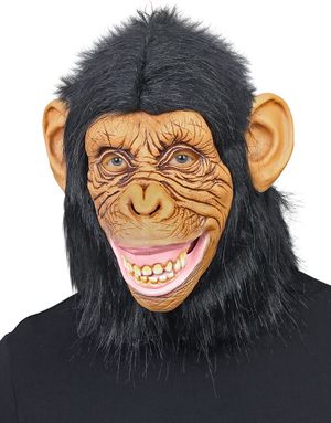 Heltäckande Chimpans Latexmask med Fuskpäls 