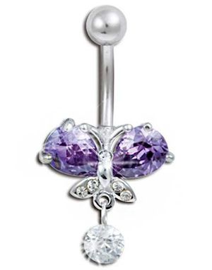 Jungle Butterfly Purple - Navelpiercing i Äkta Silver