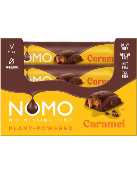 24 stk Nomo Caramel - Vegansk Sjokoladebar med Karamel - Hel Eske 912 gram