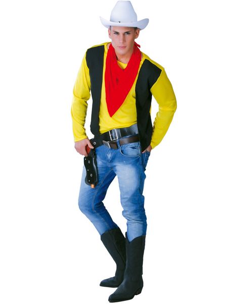 Cowboy Kostymöverdel med Väst och Halsduk