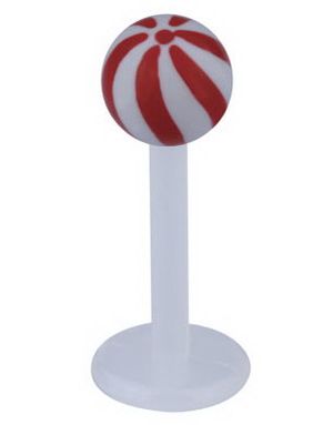 Candy Stripes Labret - Vit/Röd - Strl 1,2x8x4mm