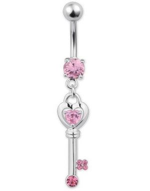 The Love Key Pink - Navelpiercing i Äkta Silver