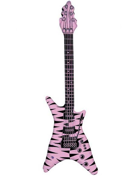 Uppblåsbar Rosa och Svart Elgitarr - 107 cm