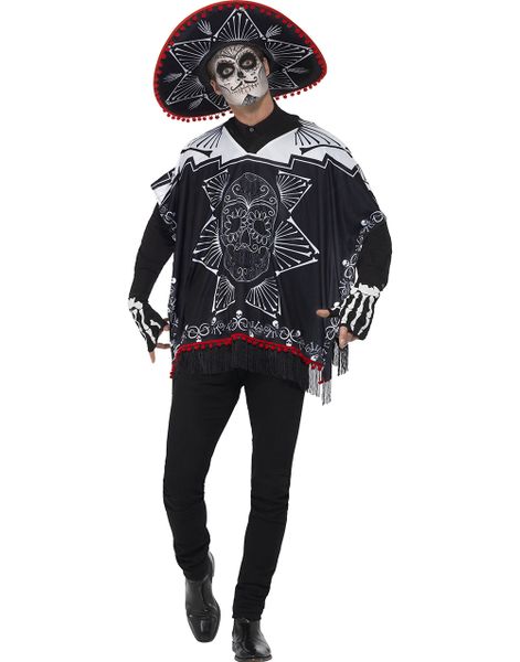 Day of the Dead Bandit Unisex Kostym med handskar och hatt