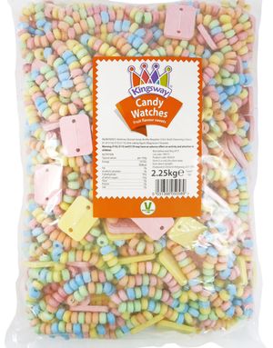 Kingsway Candy Watches - 2,25 kg Påse med 100 stk Godis-Armband