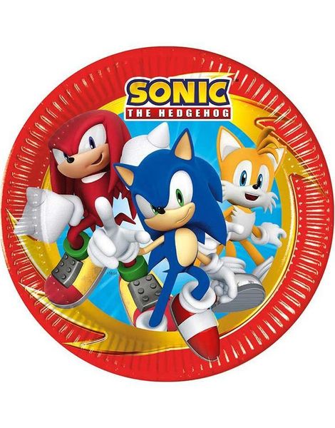 8 stk Papptallerkener 23 cm - Sonic the Hedgehog