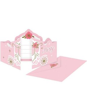 8 stk Invitasjonskort og Konvolutter- Princess for a Day