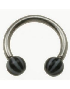 Rund Ögonbrynspiercing med Svarta och Vita Kulor - 1.2 x 8 mm