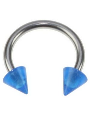Rund Ögonbrynspiercing med Blå Spike Kulor - 1.2 x 8 mm