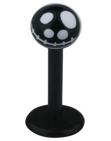 Labret with Jack Skellington Head - Svart/Vit - Strl 1,2x8x4mm