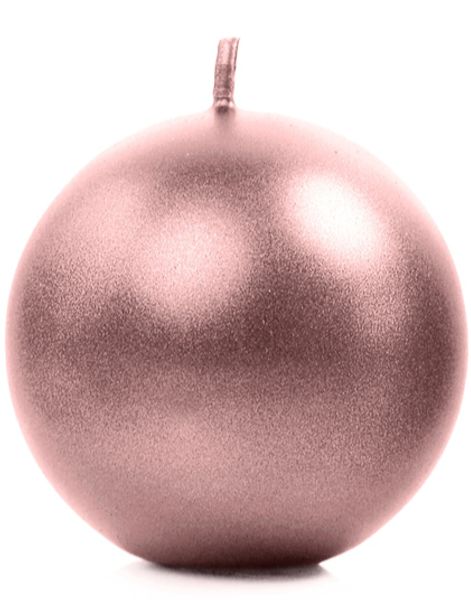 Metalliskt Rose Guldfärgat Kulformat Stearinljus 8 cm