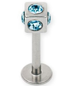 Tuff Labret med Fyrkantig Kula med Turkosa Stenar