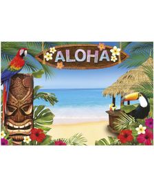 Stort Aloha Banner/Fotobanner med Strandmotiv 220x150 cm